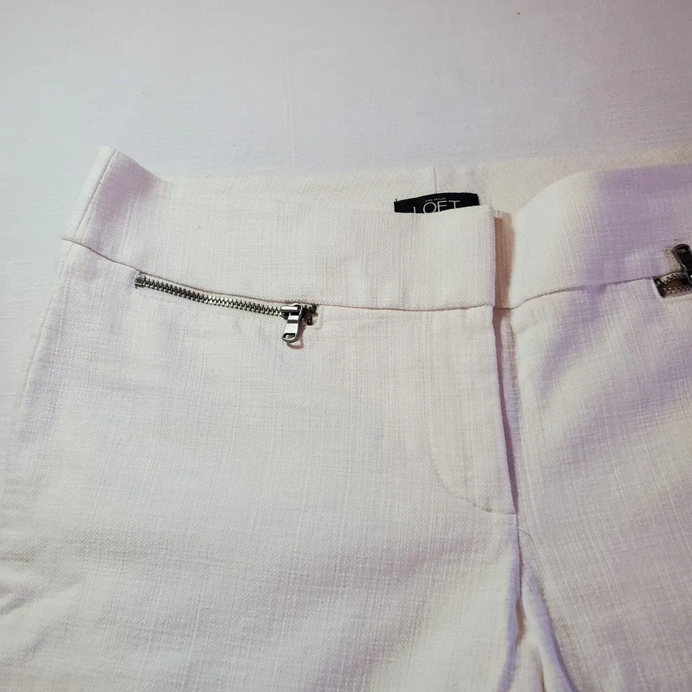 Ann Taylor LOFT Womens Size 2P Marisa Cropped Pants Off White Cream Stretch